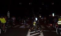 Uczestników Tyskiego Nocnego Rajdu Rowerowego „Kręci bezpieczeństwo”
