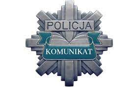 Grafika przedstawiająca policyjną odznakę z napisem komunikat.
