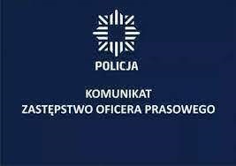 Grafika z logo Policji oraz napis Komunikat zastępstwo oficera prasowego